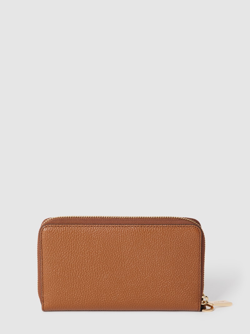 Portemonnaie mit Label-Schriftzug Modell 'JET SET' in cognac