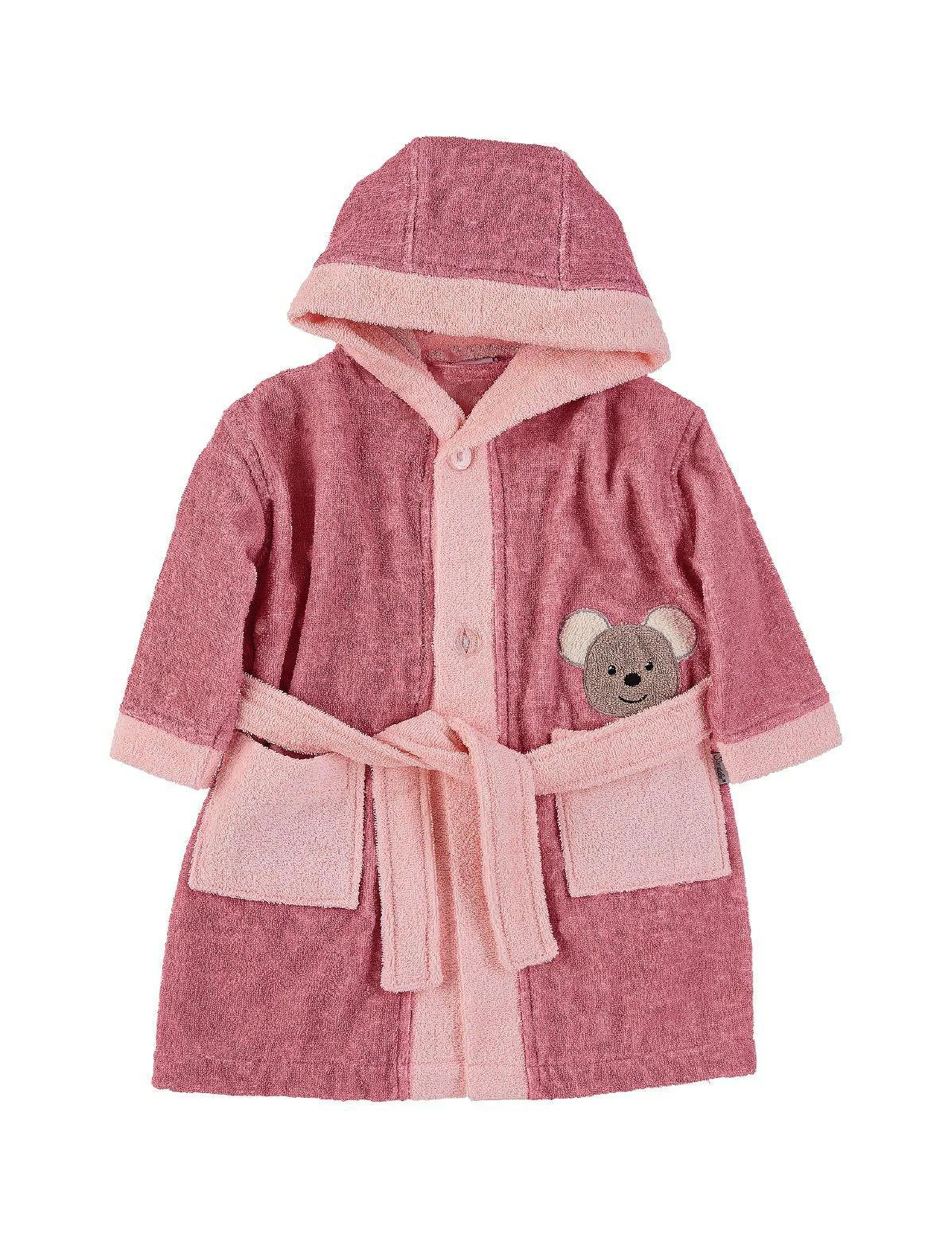 Bademantel Maus Mabel aus Frottee mit Kapuze, Rosa