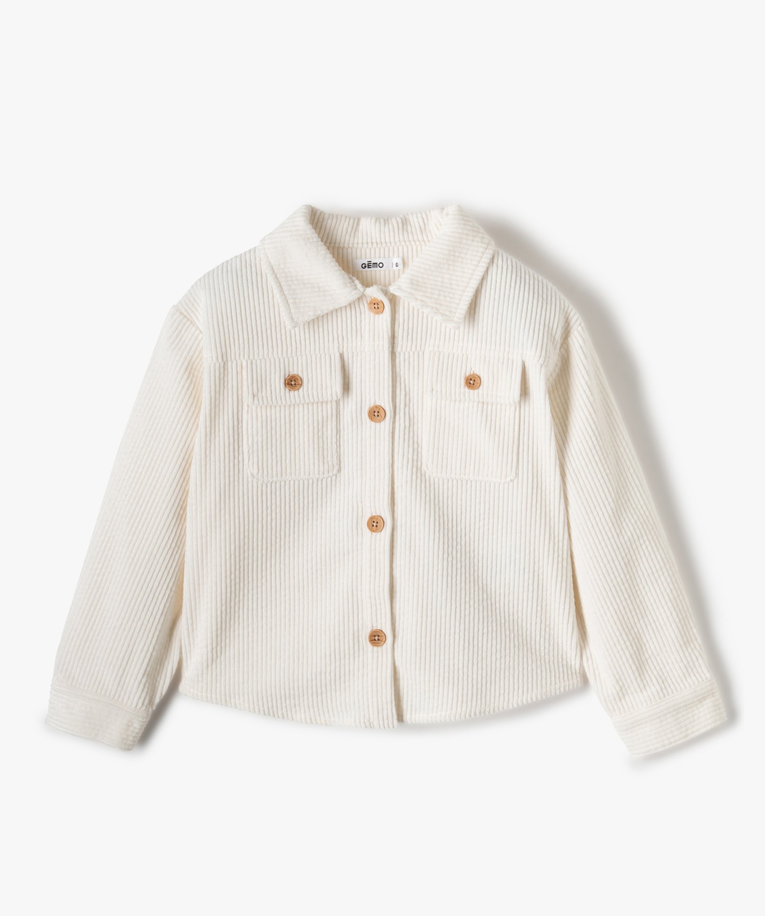 Chemise fille en velours ctelé épais ecru | GEMO