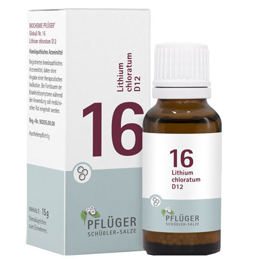 BIOCHEMIE Pflüger 16 Lithium chloratum D 12 Glob.  15 g  Globuli