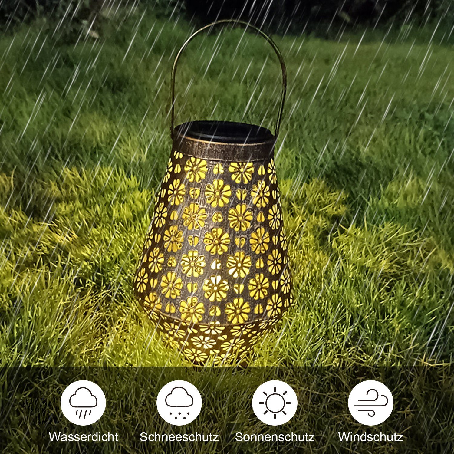 Kpaloft LED Solarleuchte, Laterne Außen IP55 wasserfest Hängend Deko Garten
