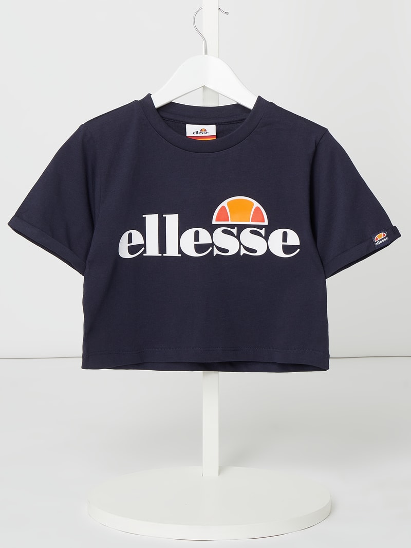 Boxy Fit T-Shirt mit Logo-Print Modell 'Nicky' in marineblau