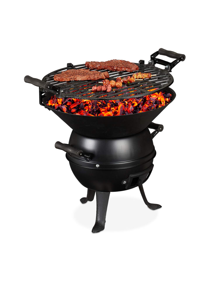 relaxdays Grillfass in Schwarz - Ø 35 cm günstig kaufen onesize
