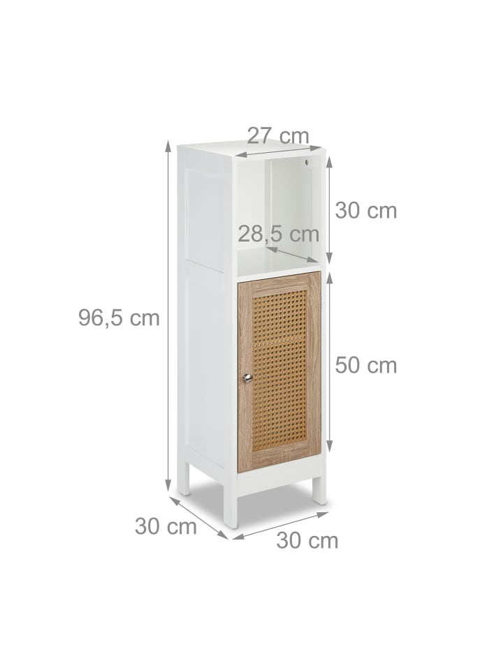 relaxdays Badezimmerschrank in Weiß/ Natur - (B)30 x (H)96,5 x (T)30 cm günstig kaufen onesize