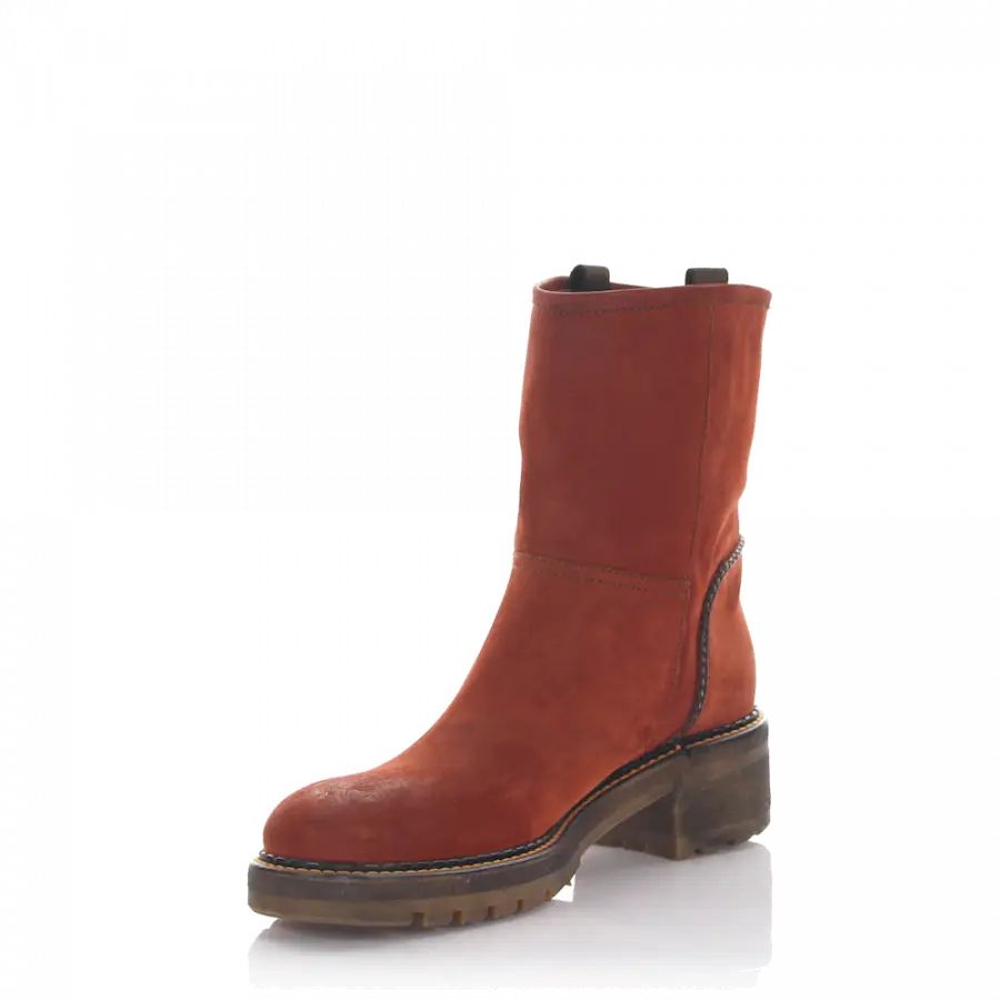 Rossano Bisconti - Stiefeletten Nubukleder Ziernaht - rot