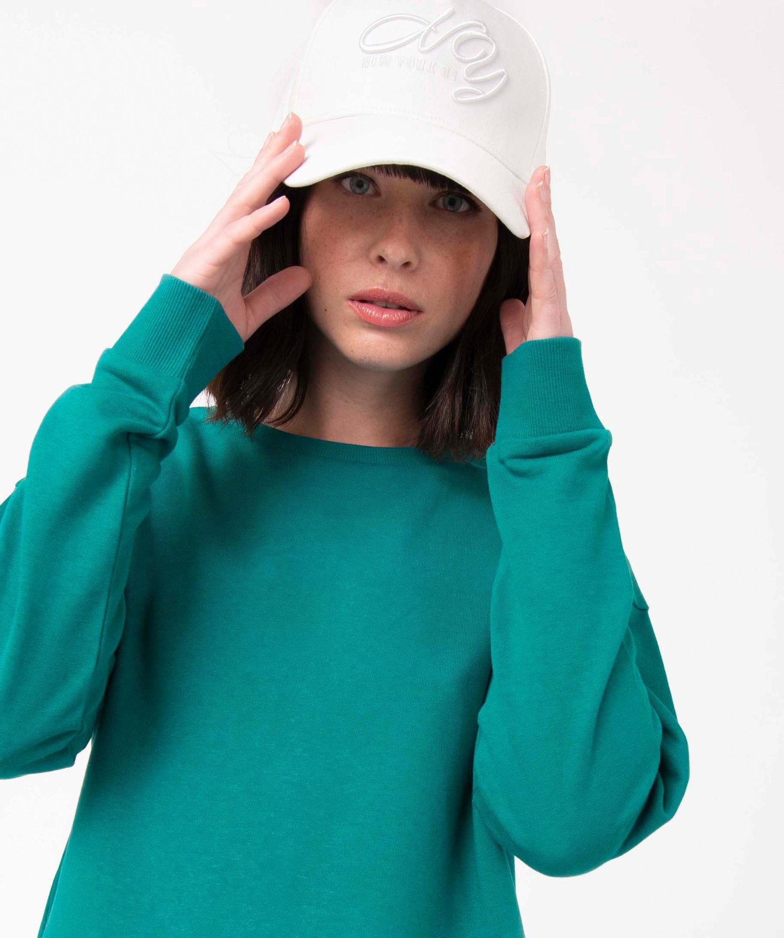 Sweat femme uni intérieur bouclettes vert | GEMO