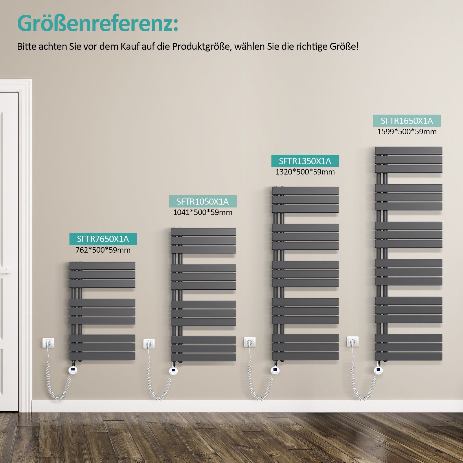 EMKE Paneelheizkörper Elektrischer Badheizkörper Handtuchwärmer mit Thermostat, Handtuchtrokner inkl Heizstab mit timer
