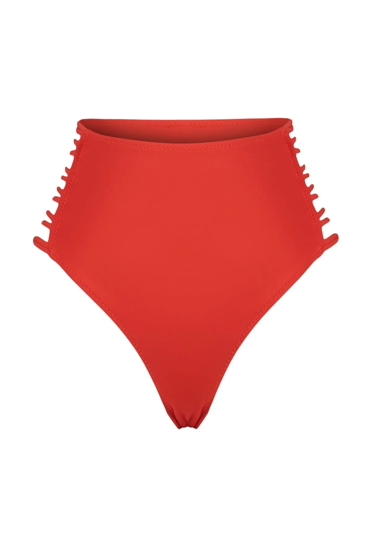 Trendyol Collection  Rote Paspelierung, hohe Taille, normales Bein, Bikinihose TBESS21BA0363