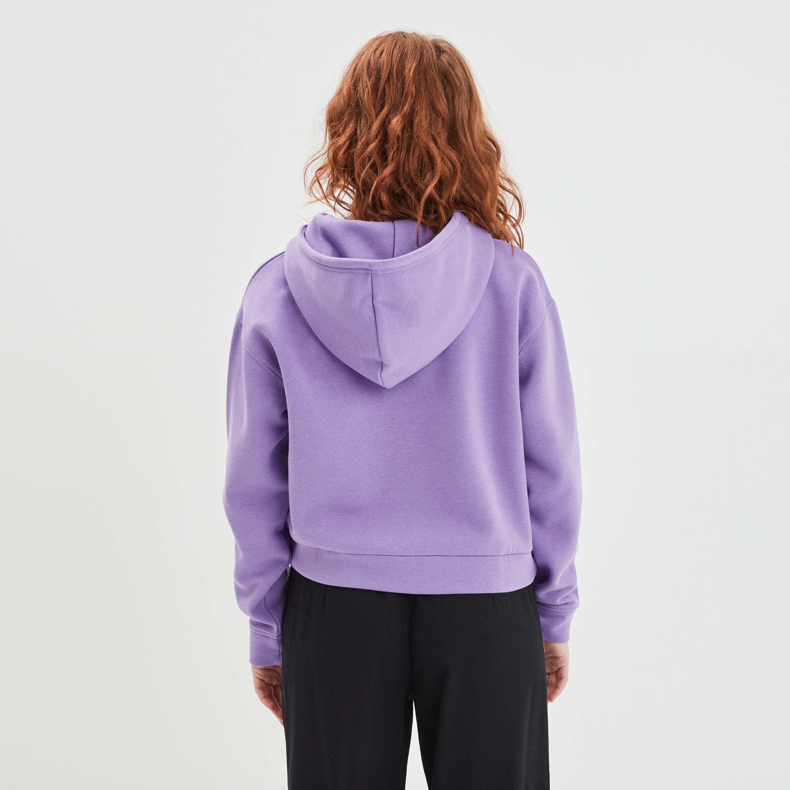 Sweat cropped à capuche hoodie parme femme | La Halle