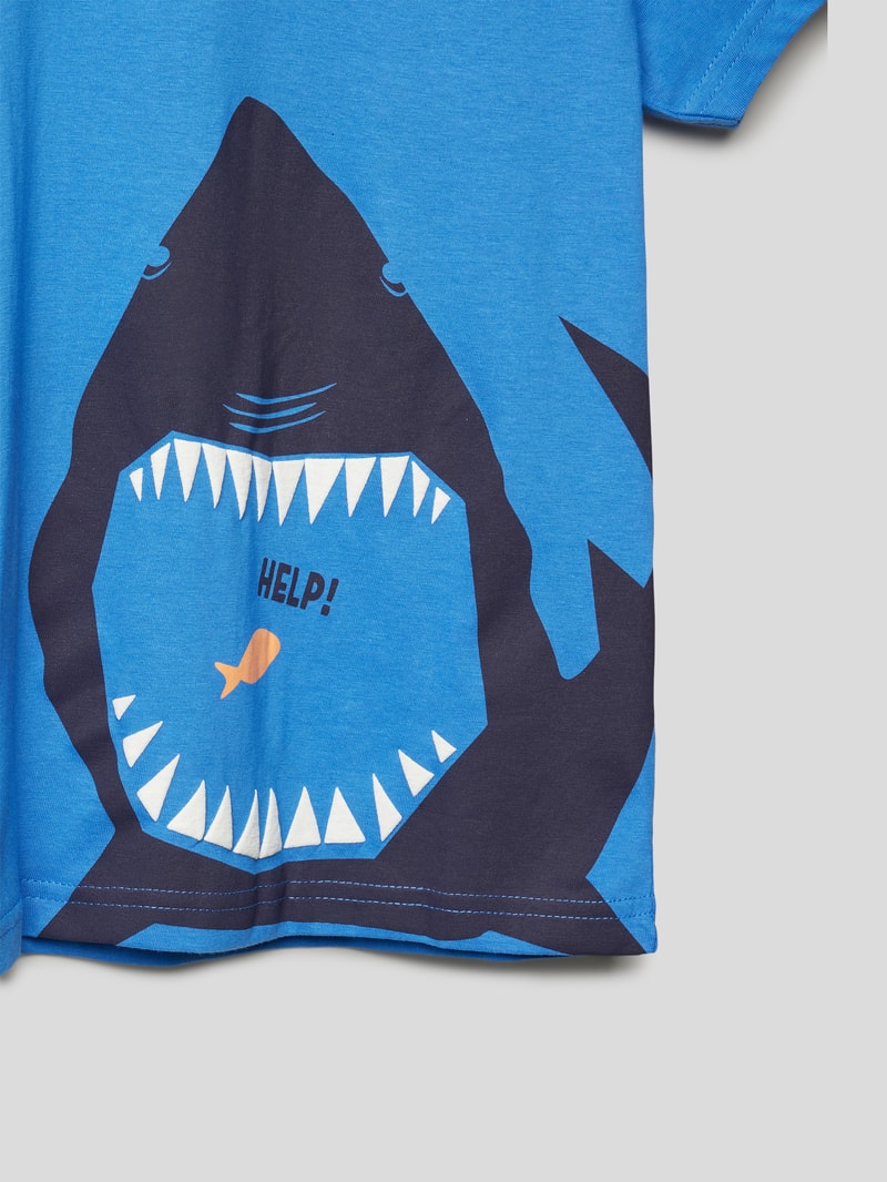 T-Shirt mit Motiv-Print in royalblau