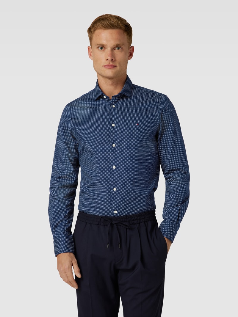 Slim Fit Business-Hemd mit Kentkragen in marineblau