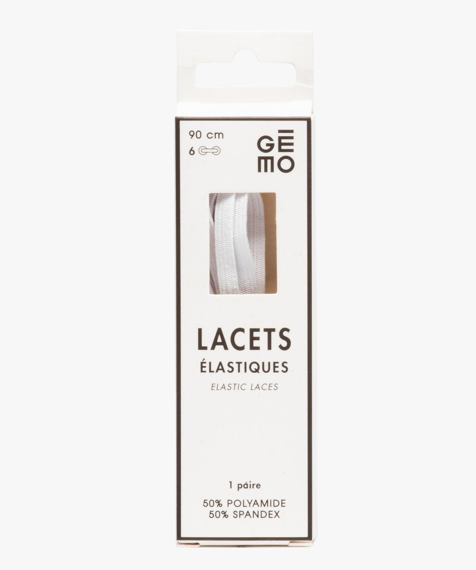 Lacets plats élastiques uni 90 cm (lot de 2) blanc | GEMO