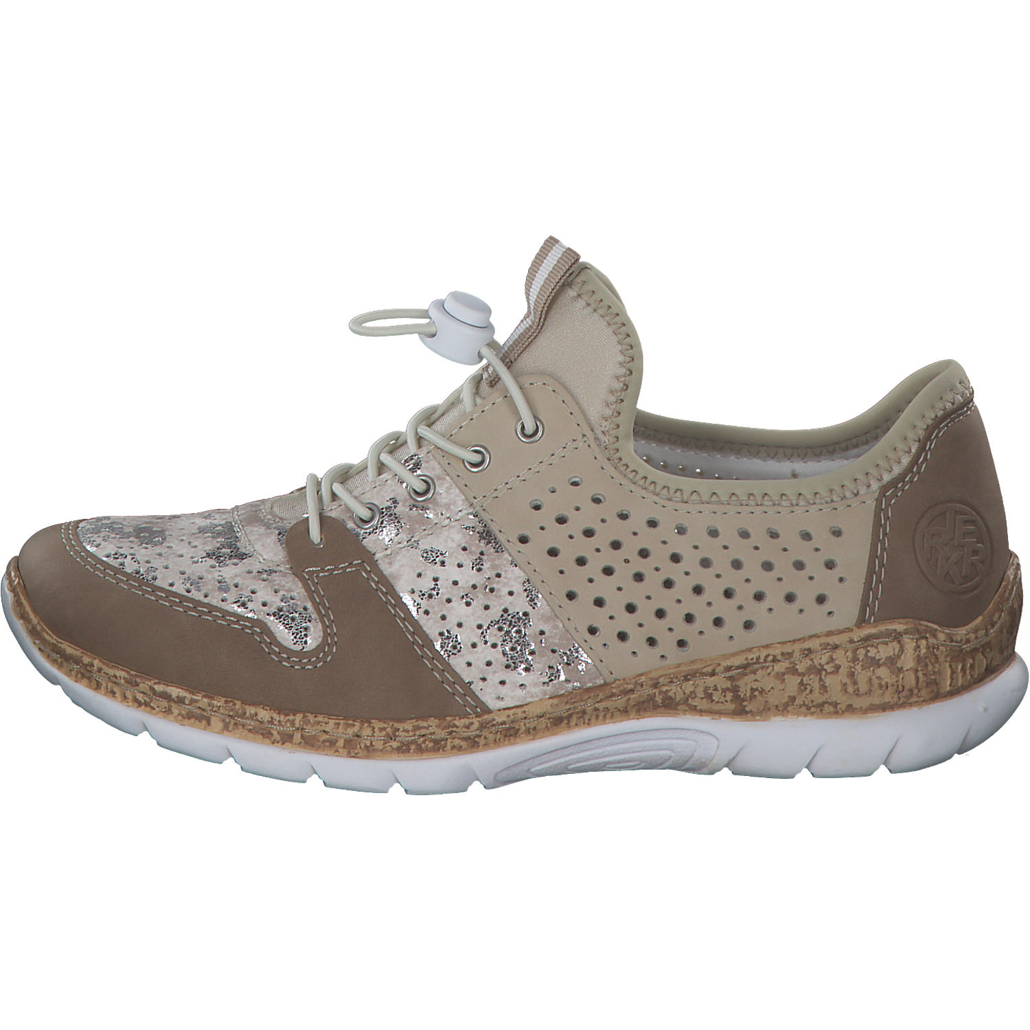 Rieker N4255, Slipper, Damen, shell/beige-silver/perle/perlc