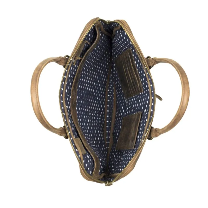 Buckle & Seam Leder Laptoptasche Cali - Braun \/ Dots