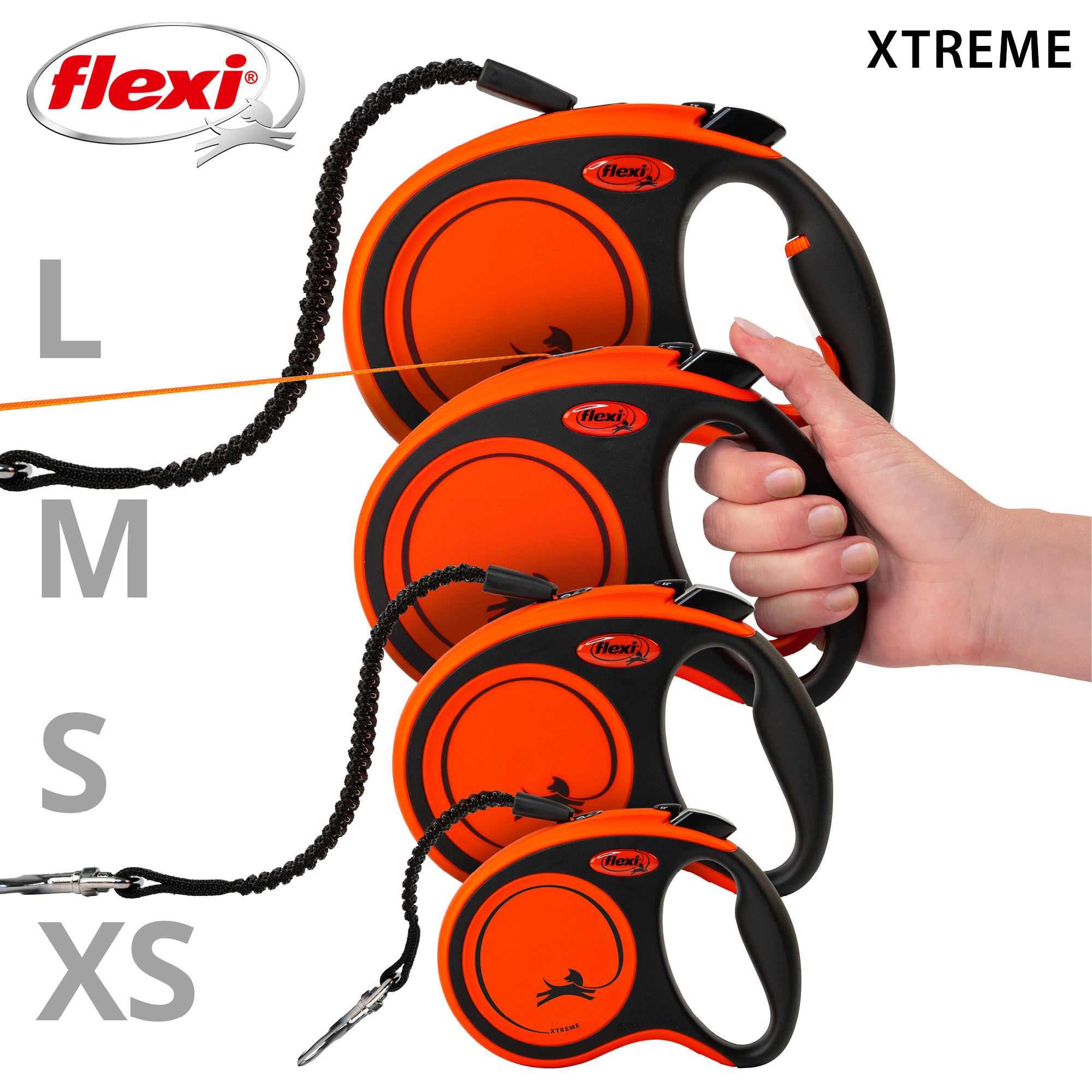Flexi Hundeleinen Flexi XTREME Gurt-Rollleine orange/ schwarz L, 5 m