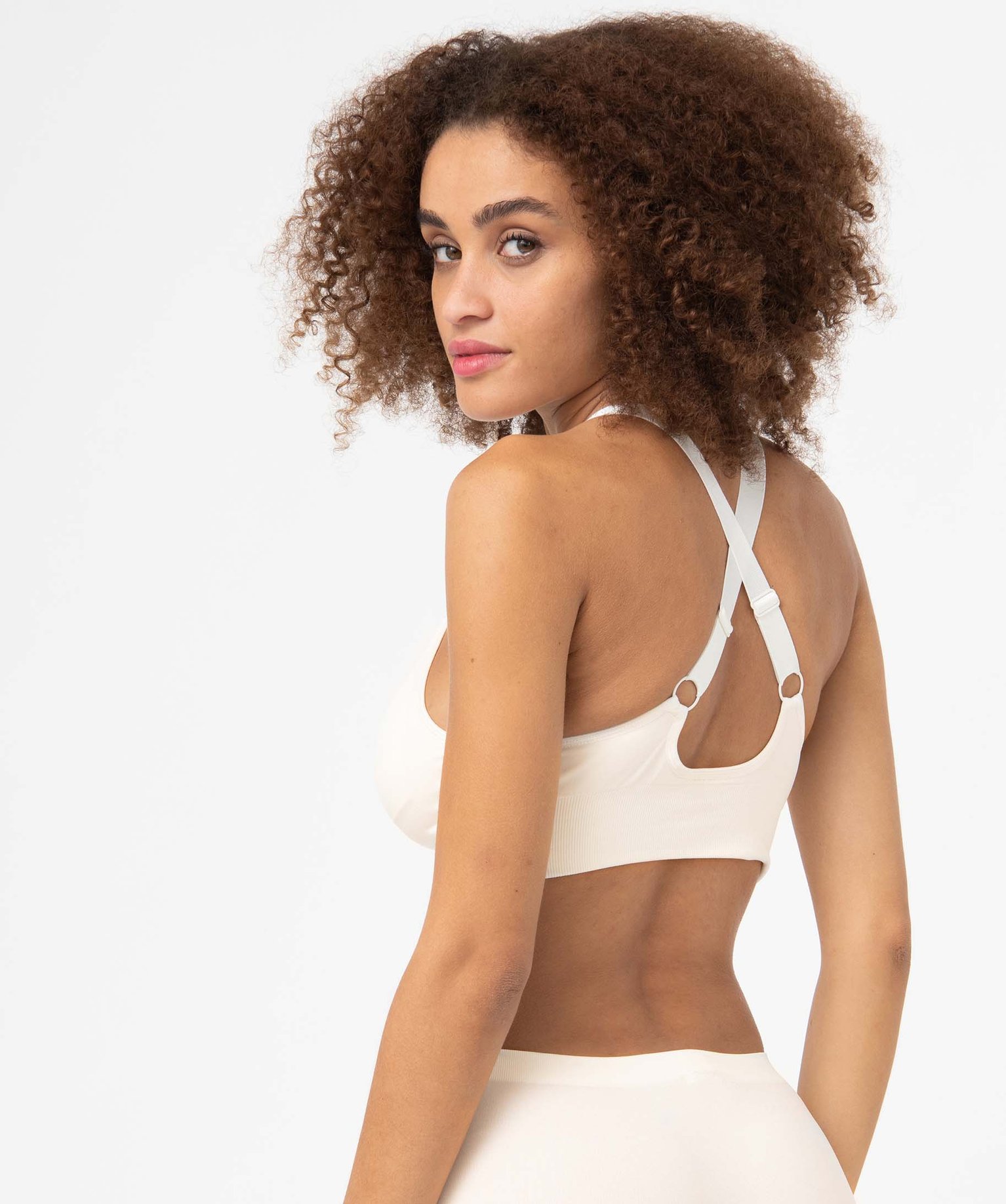 Brassière de sport femme avec bretelles croisées dans le dos ecru | GEMO