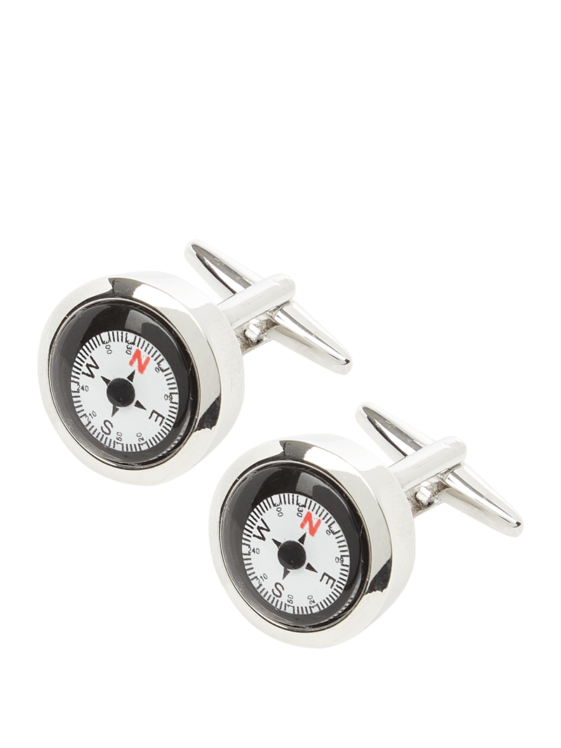 Manschettenknöpfe mit Kompass in silber