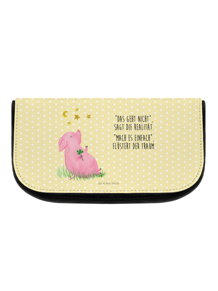 Mr. & Mrs. Panda Kosmetiktasche Schwein Glück mit Spruch in Gelb Pastell günstig kaufen onesize