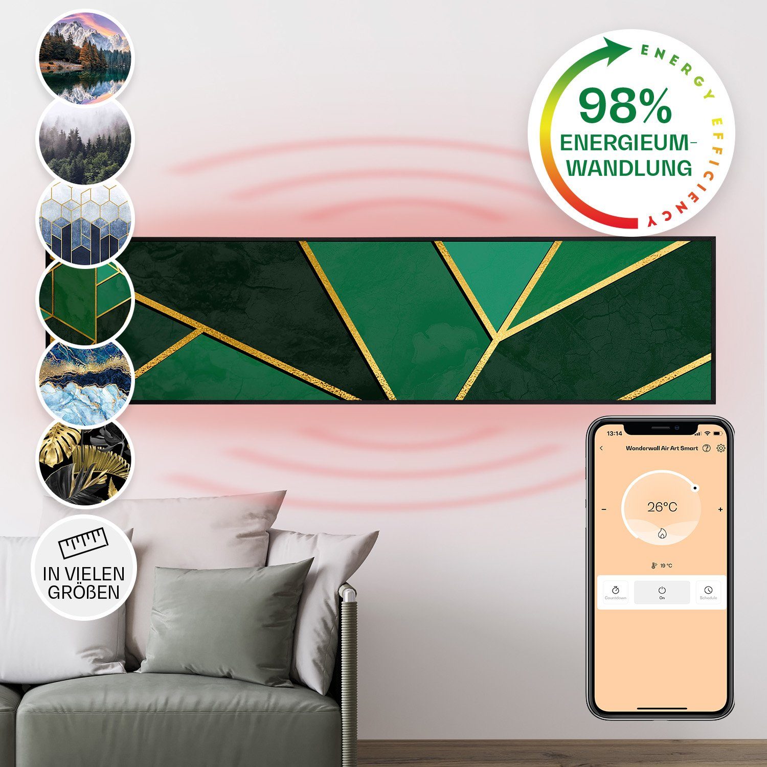 Klarstein Heizkörper Wonderwall Air Art Smart 350W, elektrische Infrarotheizung mit Thermostat Bild elektrische Heizung