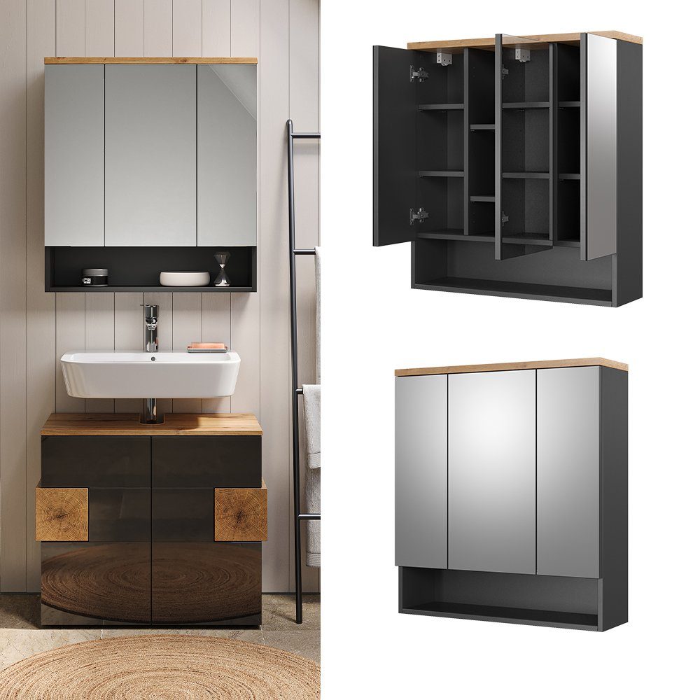 Vicco Spiegelschrank Badspiegel Badschrank EDEN Anthrazit / Artisan