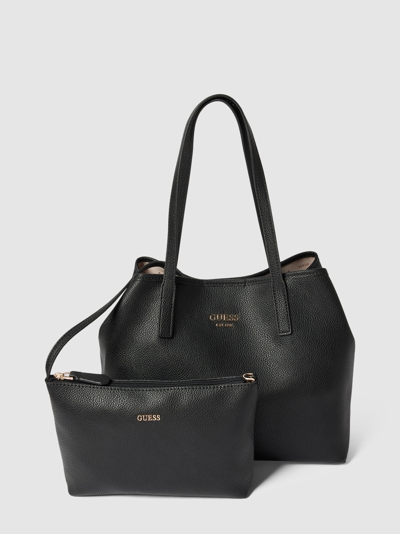 Shopper mit Label-Detail Modell 'VIKKY' in schwarz