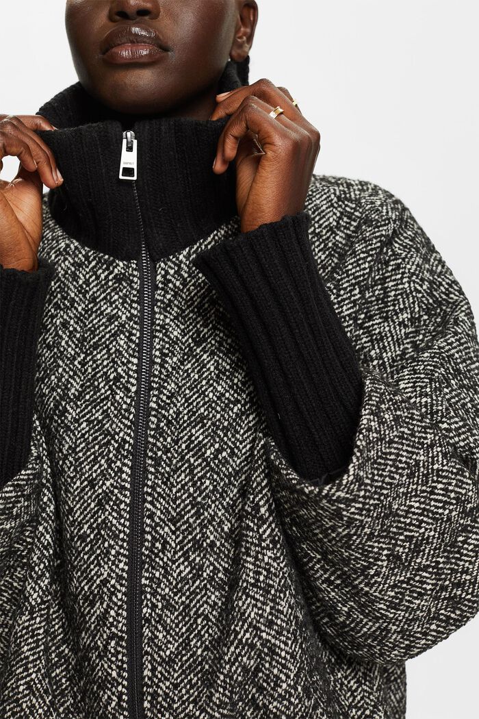 Recycelt: Lange Herringbone-Jacke