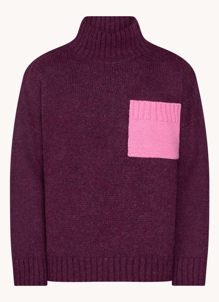 Pull à col roulé en grosse maille de laine d'alpaga mélangée JW Anderson avec poche poitrine