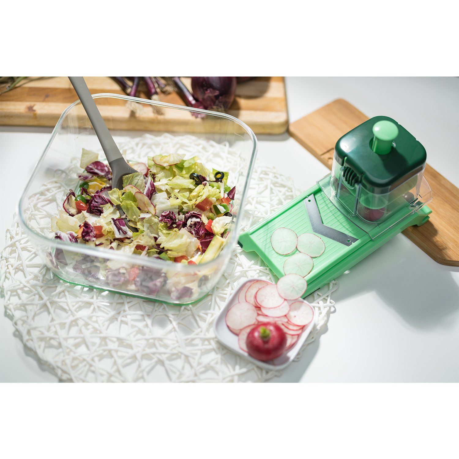 Genius Gemüsehobel Nicer Dicer Chef verstellbarer Hobel, Anti-Rutsch-Fuß