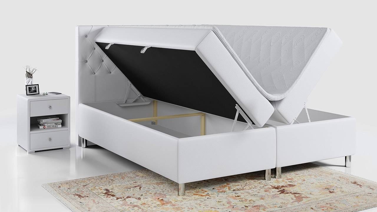 MKS MÖBEL Boxspringbett ROMA, mit Bettkasten, Doppelbett mit Multipocket-Matratze und Topper