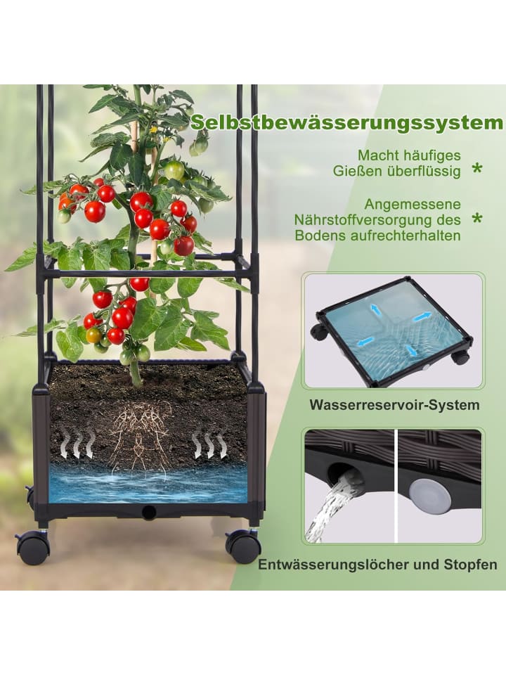 COSTWAY Rankhilfe mit Blumenkasten 40x40x170cm in Braun günstig kaufen onesize