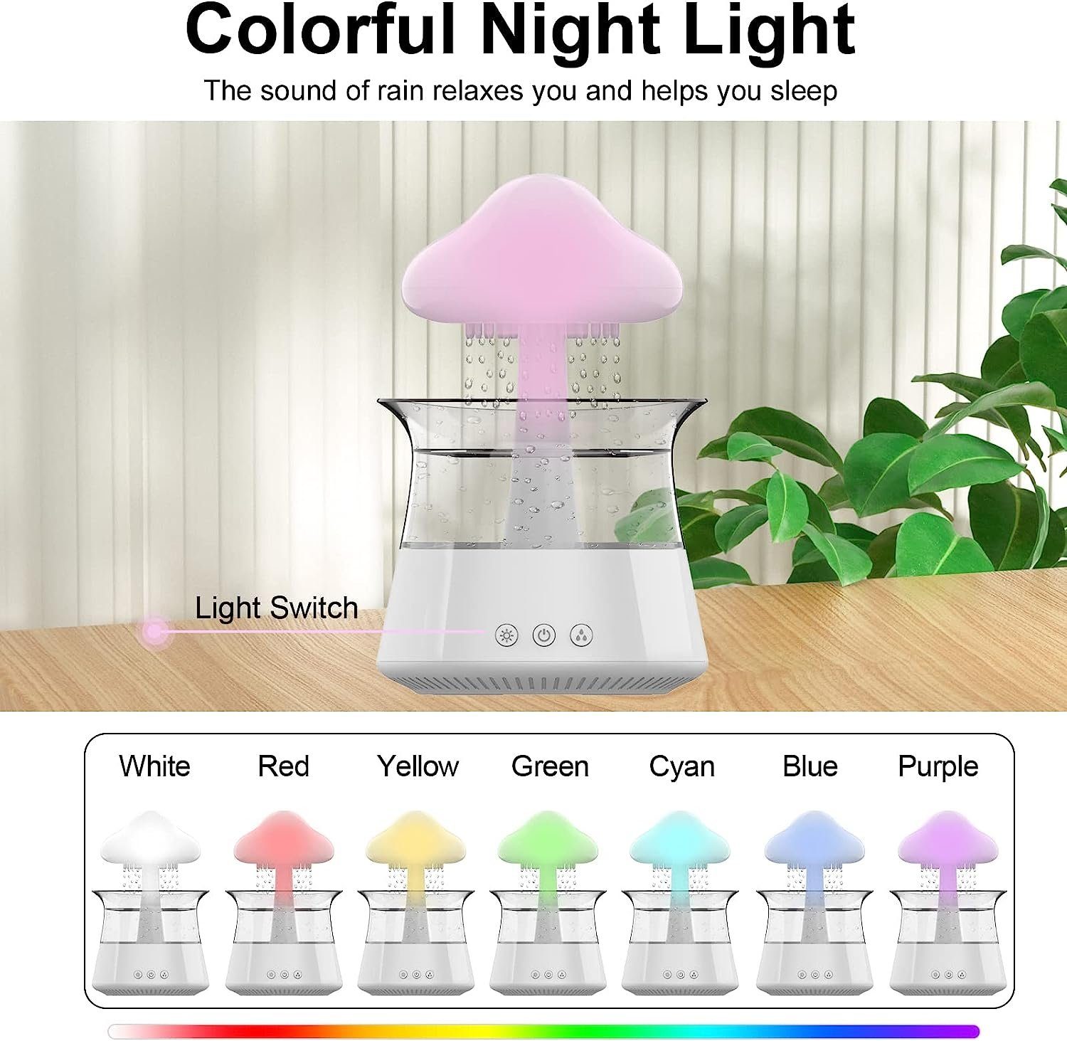 autolock Luftbefeuchter Diffusor für ätherisches Öl mit 7 Farben LED-Lichtern