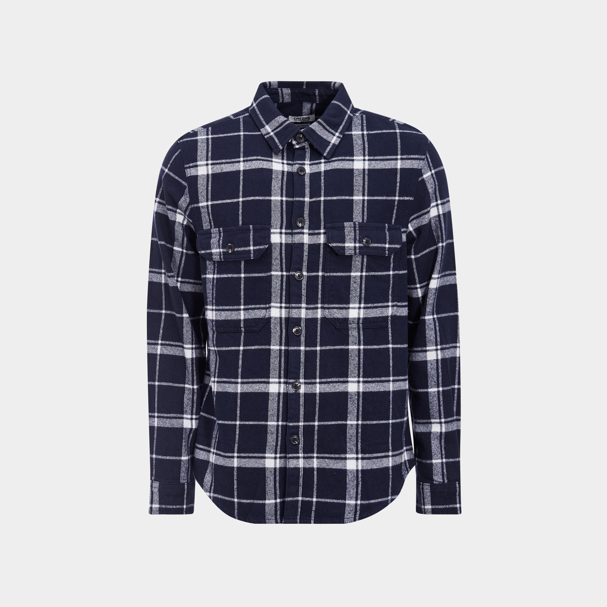 Surchemise coton manches longues Creeks bleu marine homme | La Halle