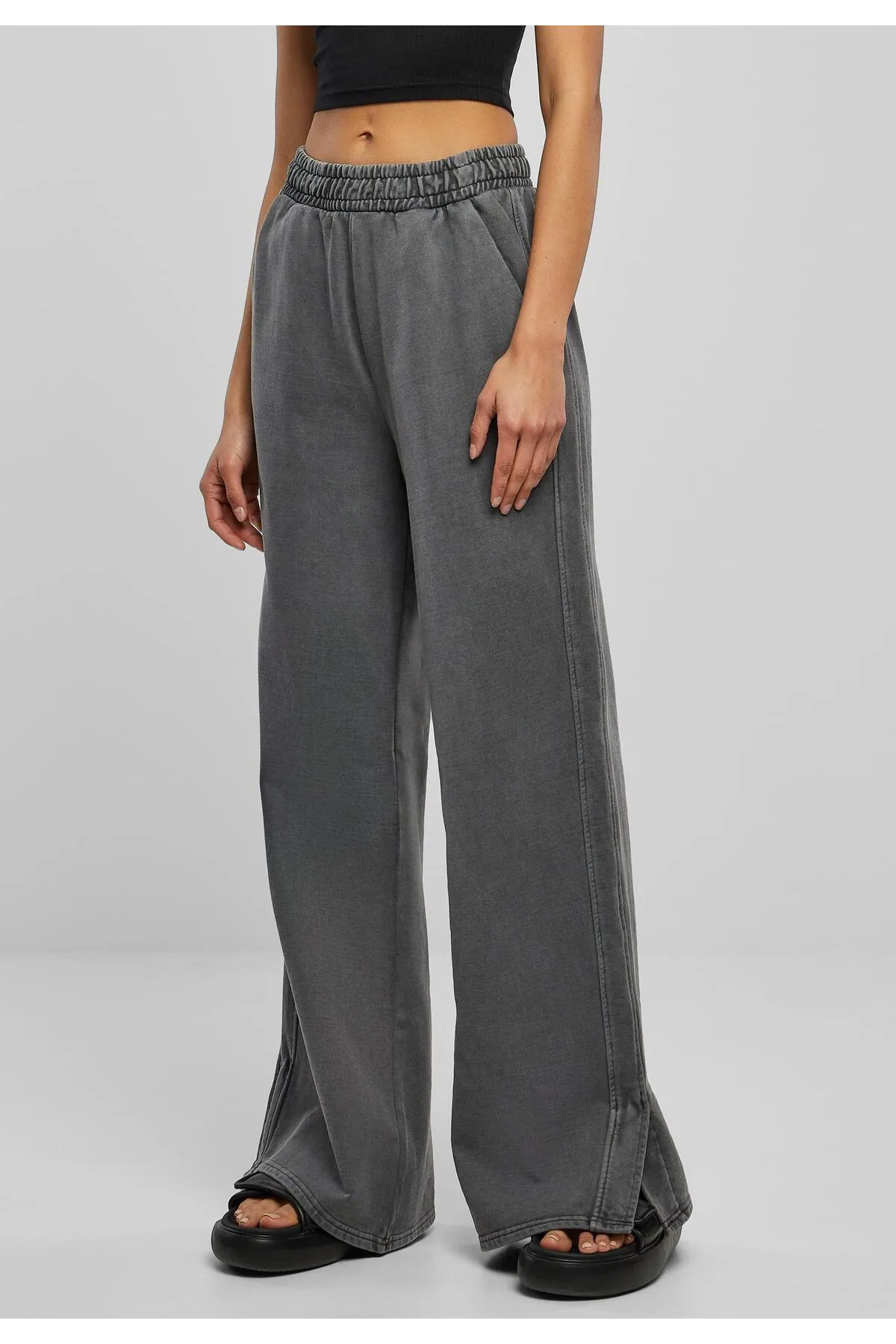 Urban Classics  Damen Ladies Heavy Terry Garment Dye Slit Pants