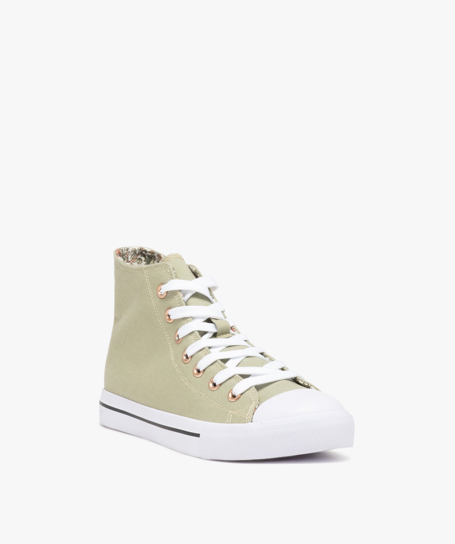 Baskets en toile montantes à bout renforcé femme vert | GEMO