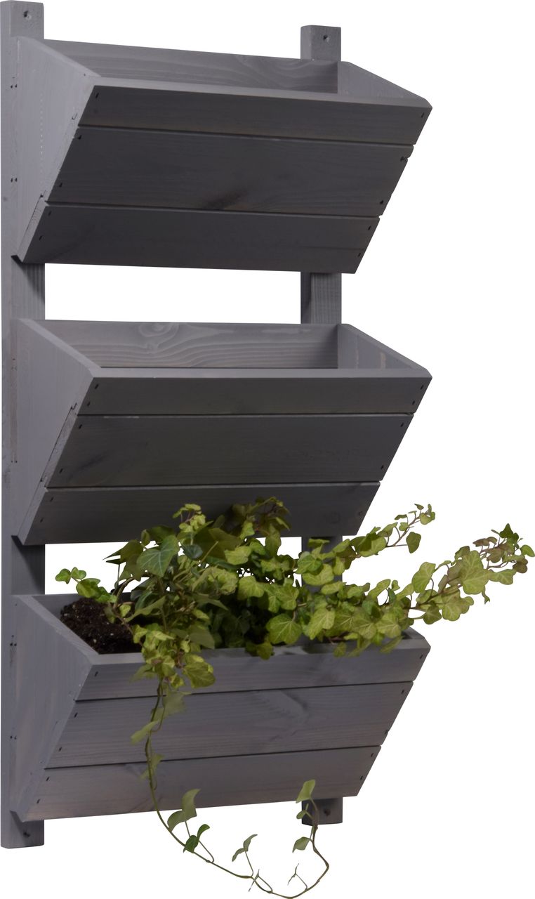 dobar 3-stufiges Wand-Pflanzbeet, Grau