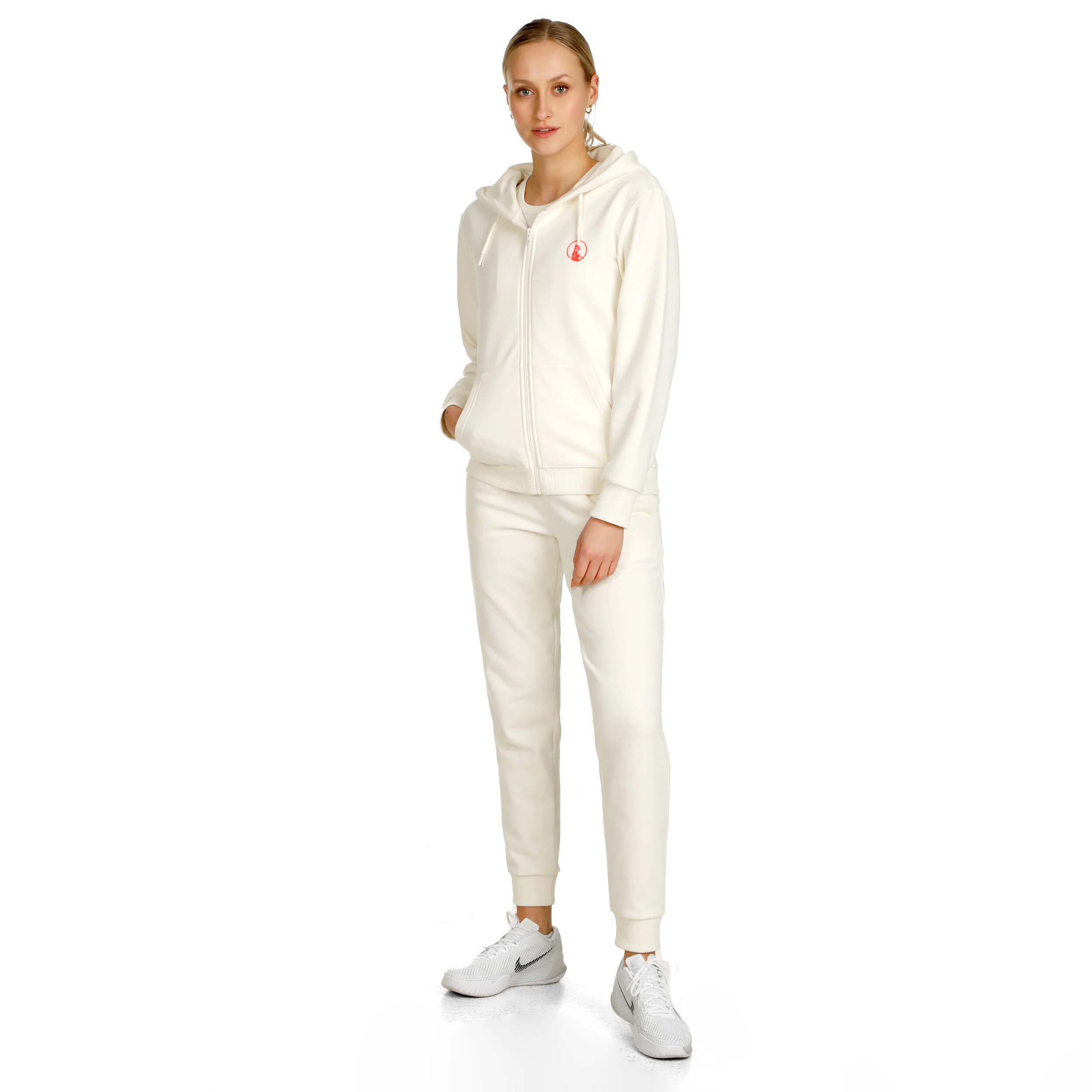 Crossroad Circles & Squares Zip Sweatjacke Damen - Weiß