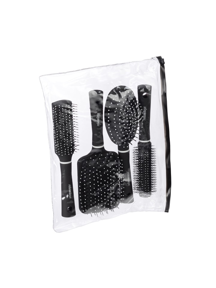 relaxdays 4x Haarbürste in Schwarz/Weiß günstig kaufen onesize