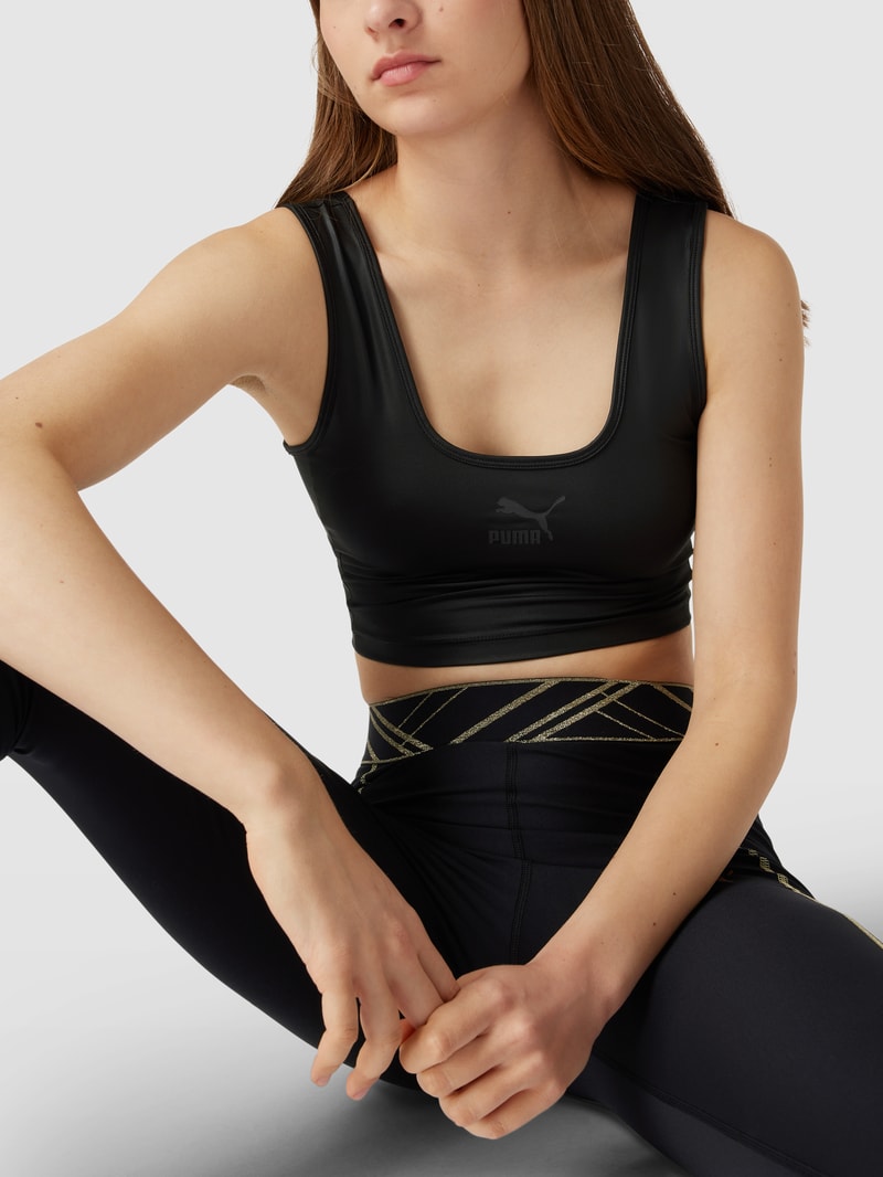 Crop Top mit Logo-Print Modell 'Shiny' in schwarz