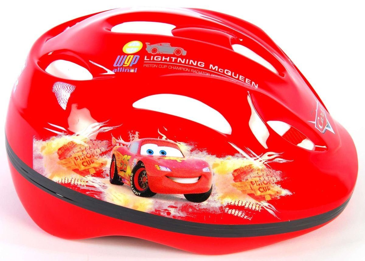 Volare Fahrradhelm  Kinderfahrradhelm Kinderhelm Kinder Schutzhelm Fahrradhelm Helm  Cars Mcqueen Volare, Verstellbarer Kinnriemen, Belüftungsöffnungen, Extra leicht, Größe: 51 - 55 cm