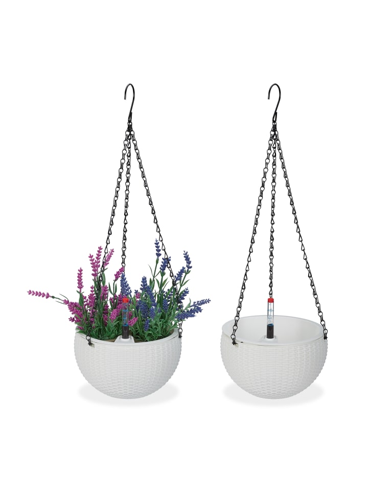 relaxdays 2 x Blumenampel in Weiß - (H)54 x Ø18,5 cm günstig kaufen onesize