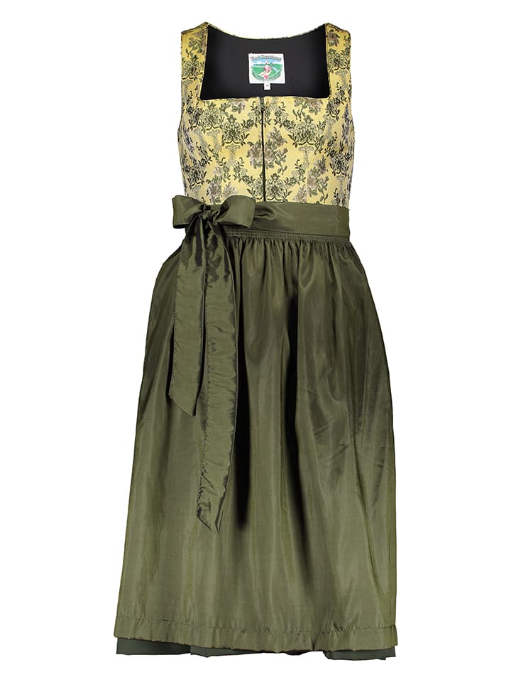 Turi Landhaus Dirndl in Dunkelgrün/ Gelb günstig kaufen
