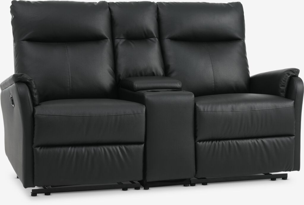 ABILDSKOV Sofa ABILDSKOV 2-osobowa z konsolą w kolorze czarnym imitującym skórę