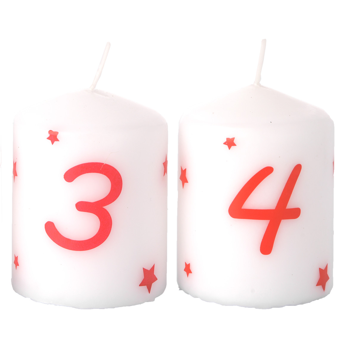 4 Stumpenkerzen mit Zahlen