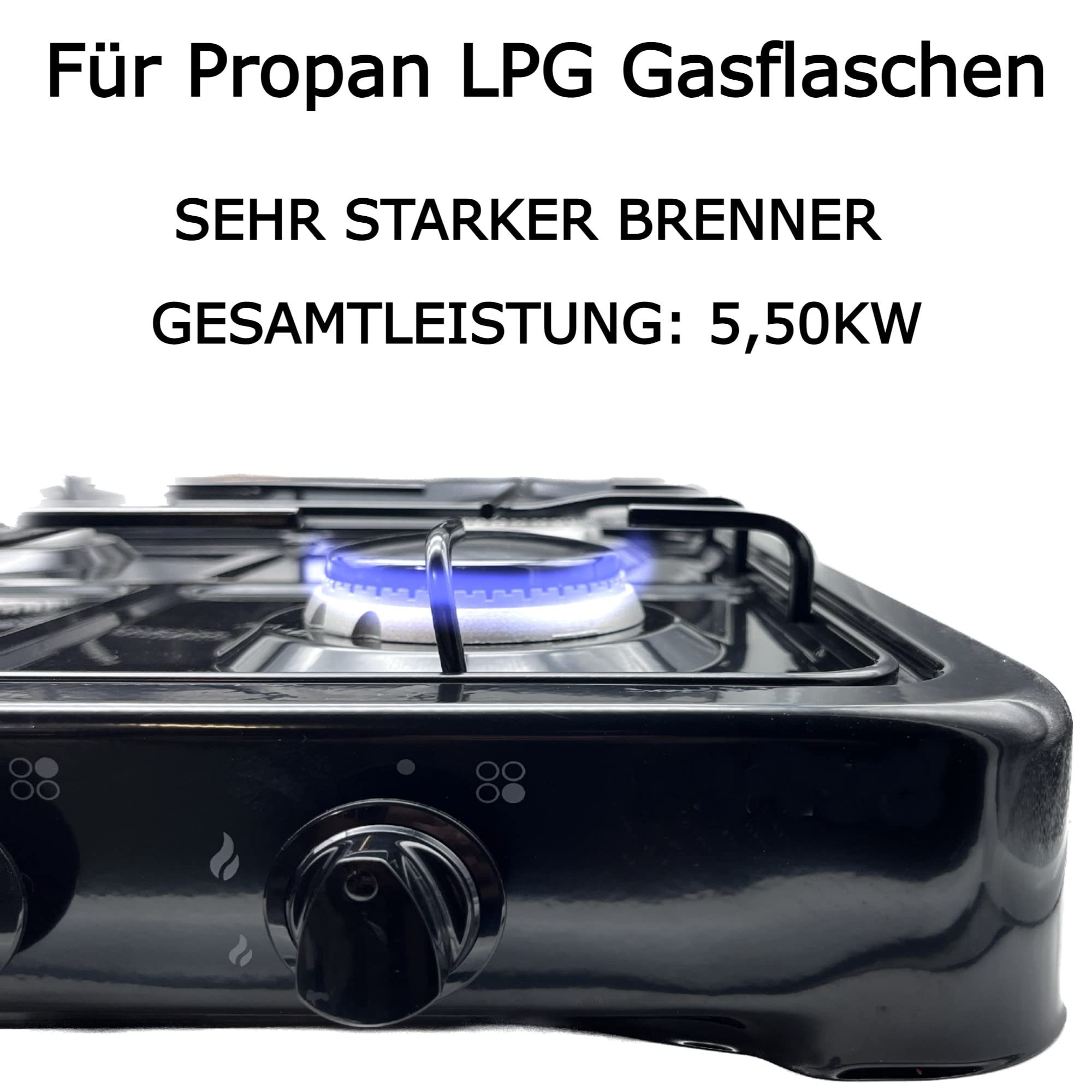 TronicXL Gaskocher Campingkocher 4-flammig schwarz Campingherd Gaskocher für Gasflasche