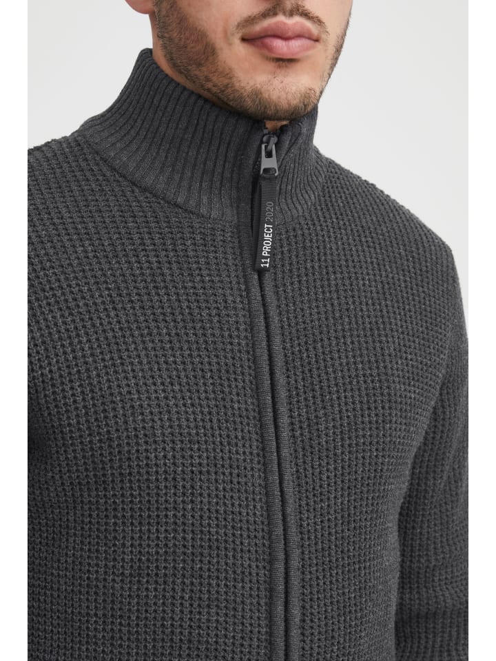11 Project Strickjacke PRKimmo 21301063-ME  Lässige Strickjacke mit Perlfang in Grau günstig kaufen