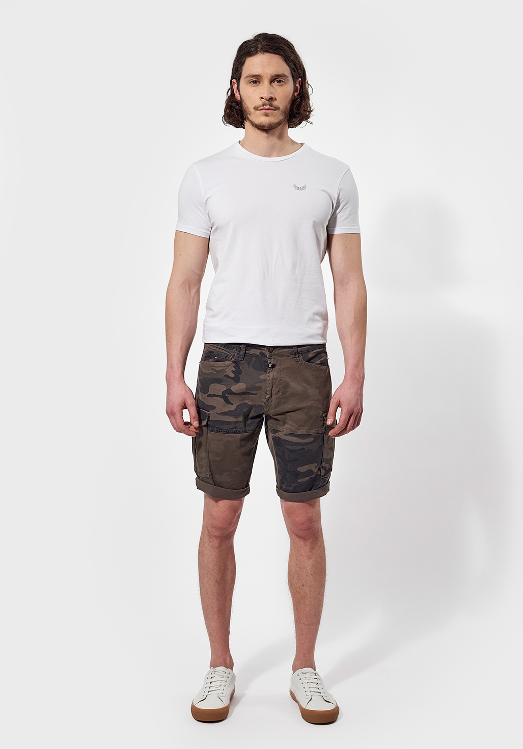 AZER   Bermuda en jean straight Homme kaki camouflage