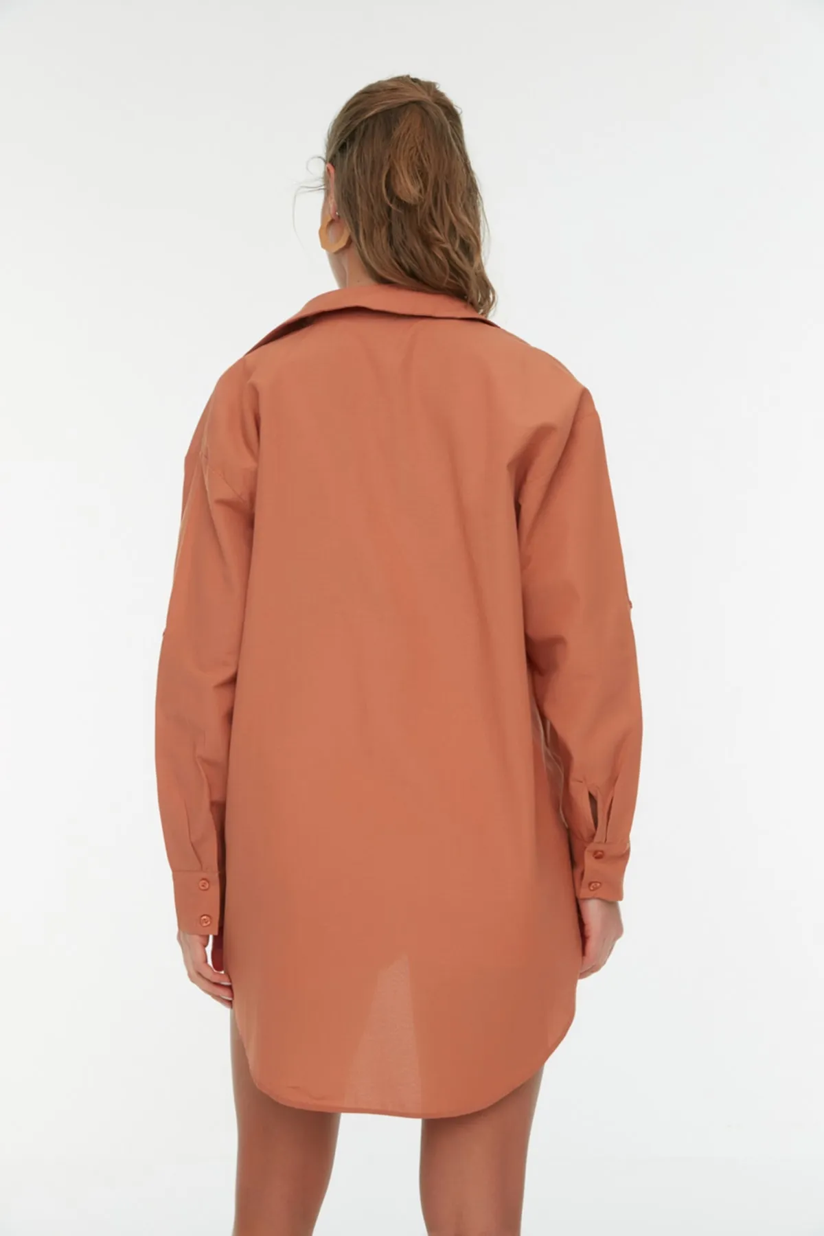 Trendyol Collection  Orangefarbenes gewebtes Hemd TBESS22GO0664