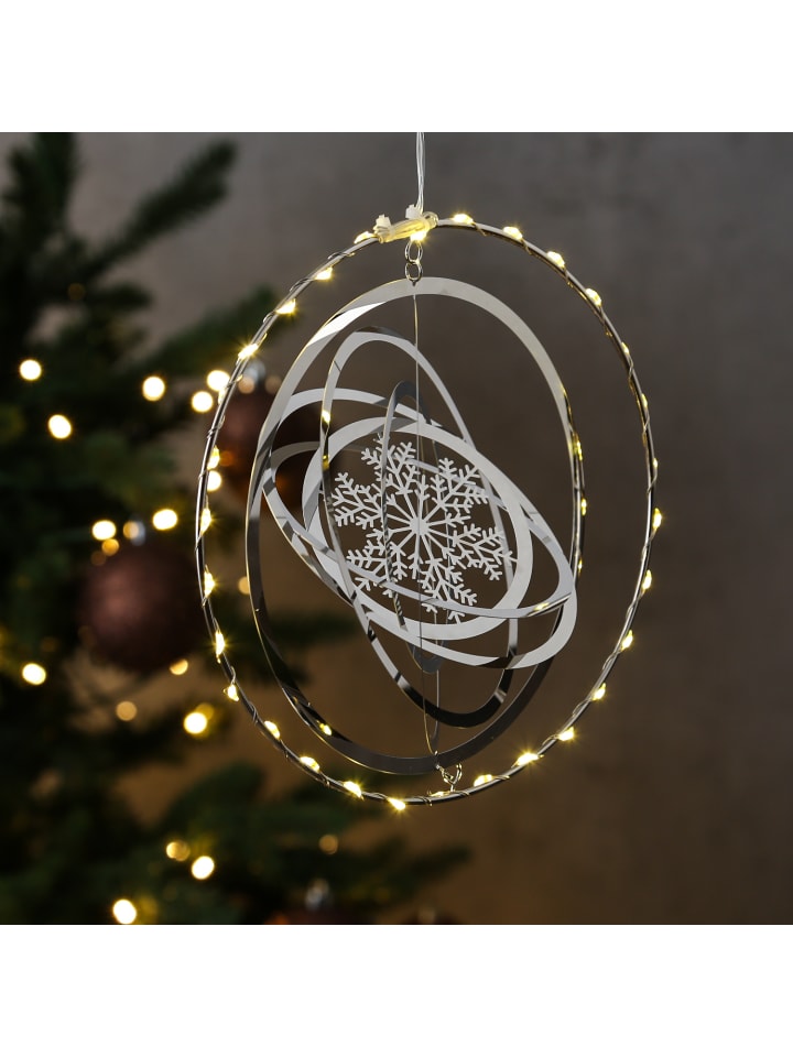 MARELIDA LED Kreis mit Schneeflocke 3D Dekohänger Weihnachten Fensterdeko in silber günstig kaufen onesize