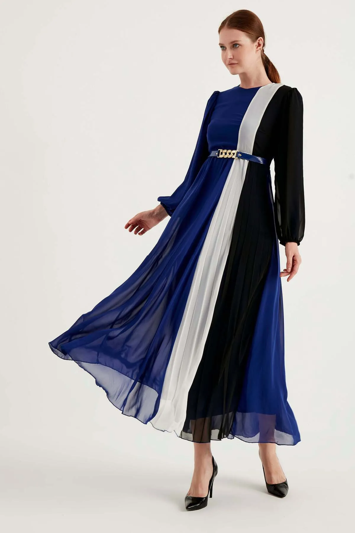 Herita  Langärmliges Plisseekleid
