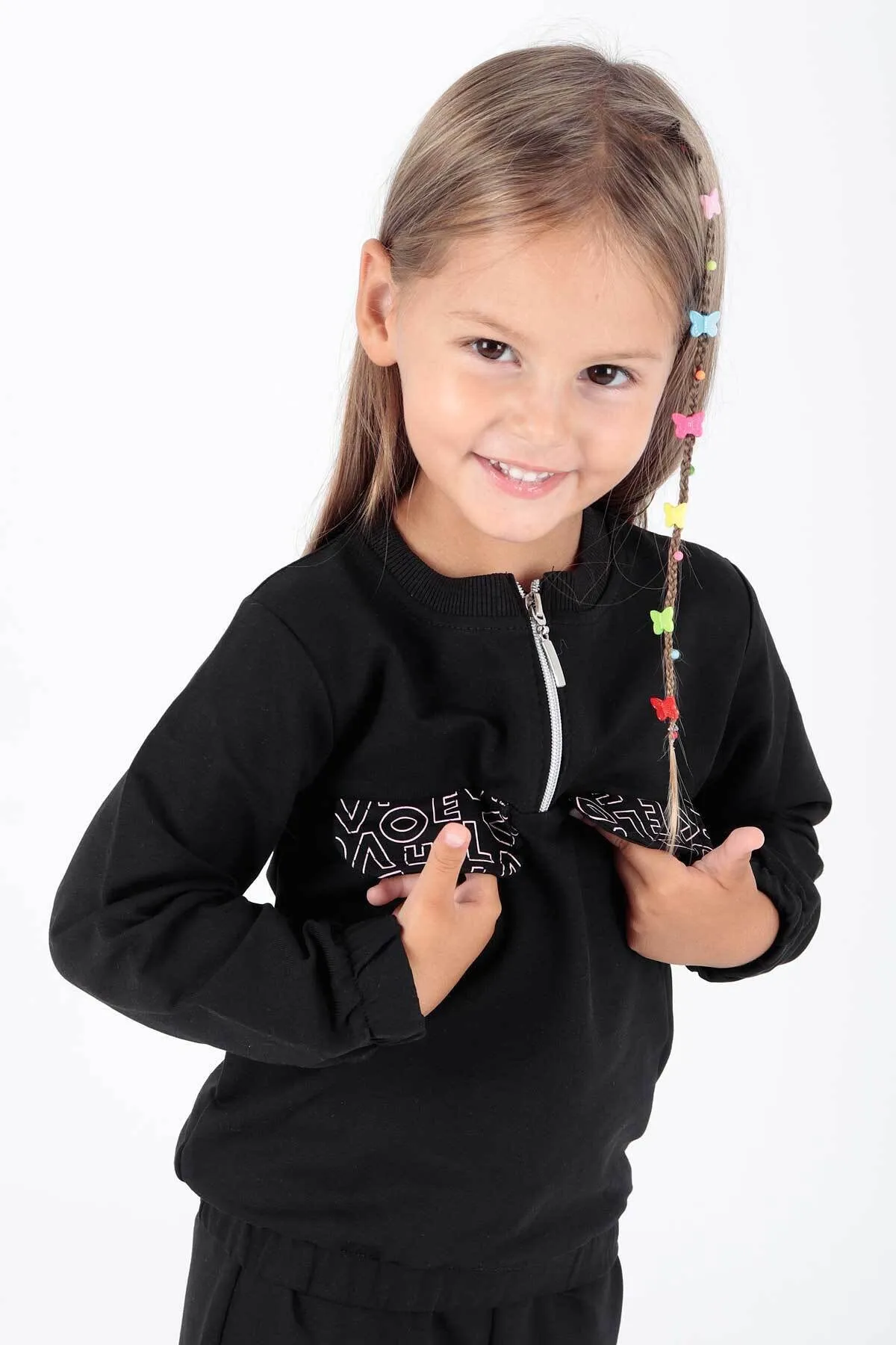 AHENGİM  Mädchen-Trainingsanzug-Set mit Taschendruck Ak2232